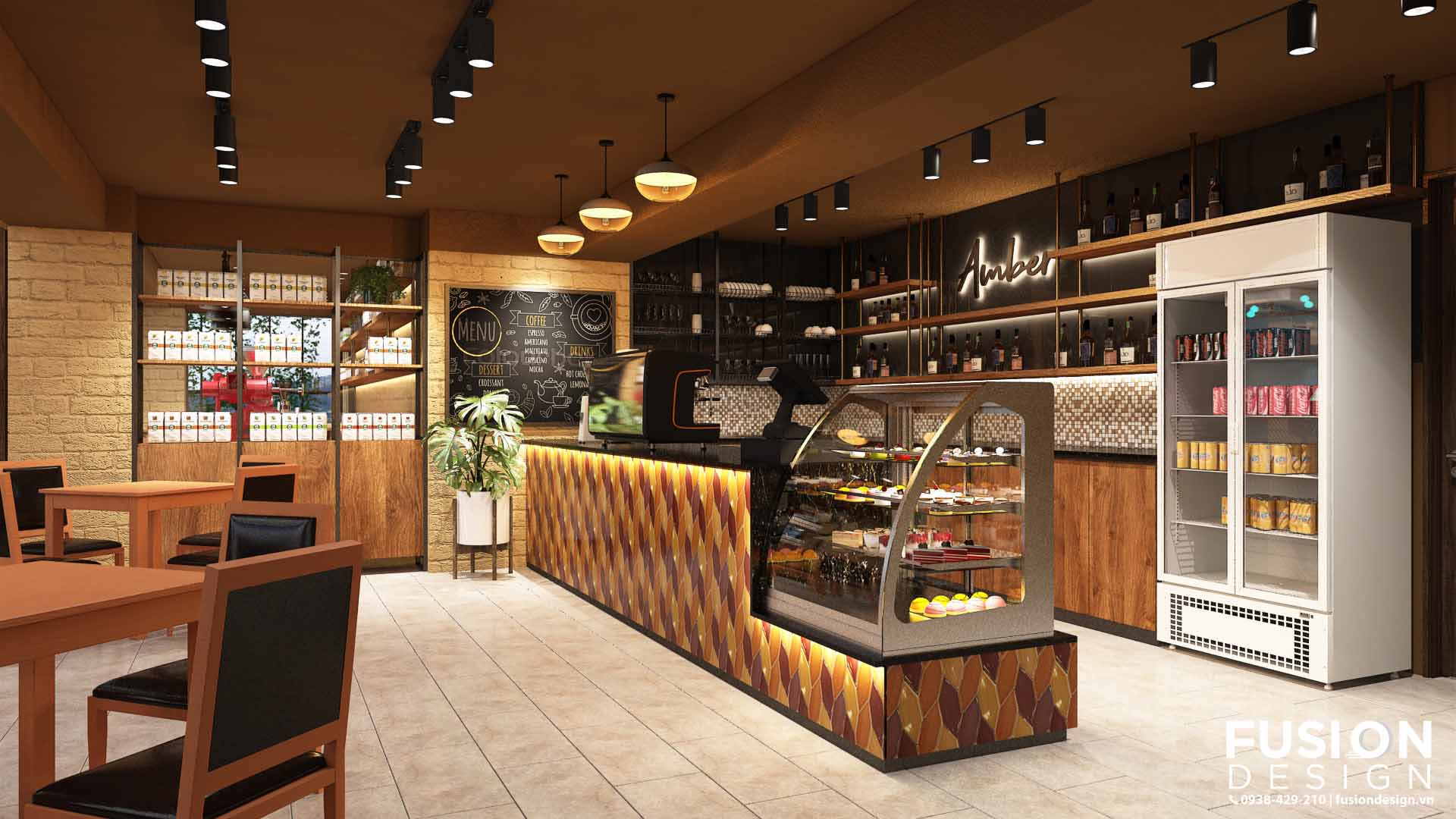 fusion design thiet ke nha hang cafe 200m2 amber coffee and restaurant 2